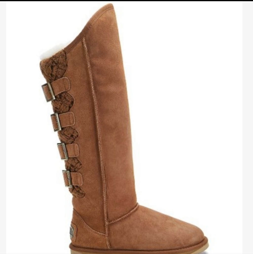 Australia Luxe Collective Spartan Tall Suede Shearling Moto Gladiator Boot #471 - Picture 5 of 6